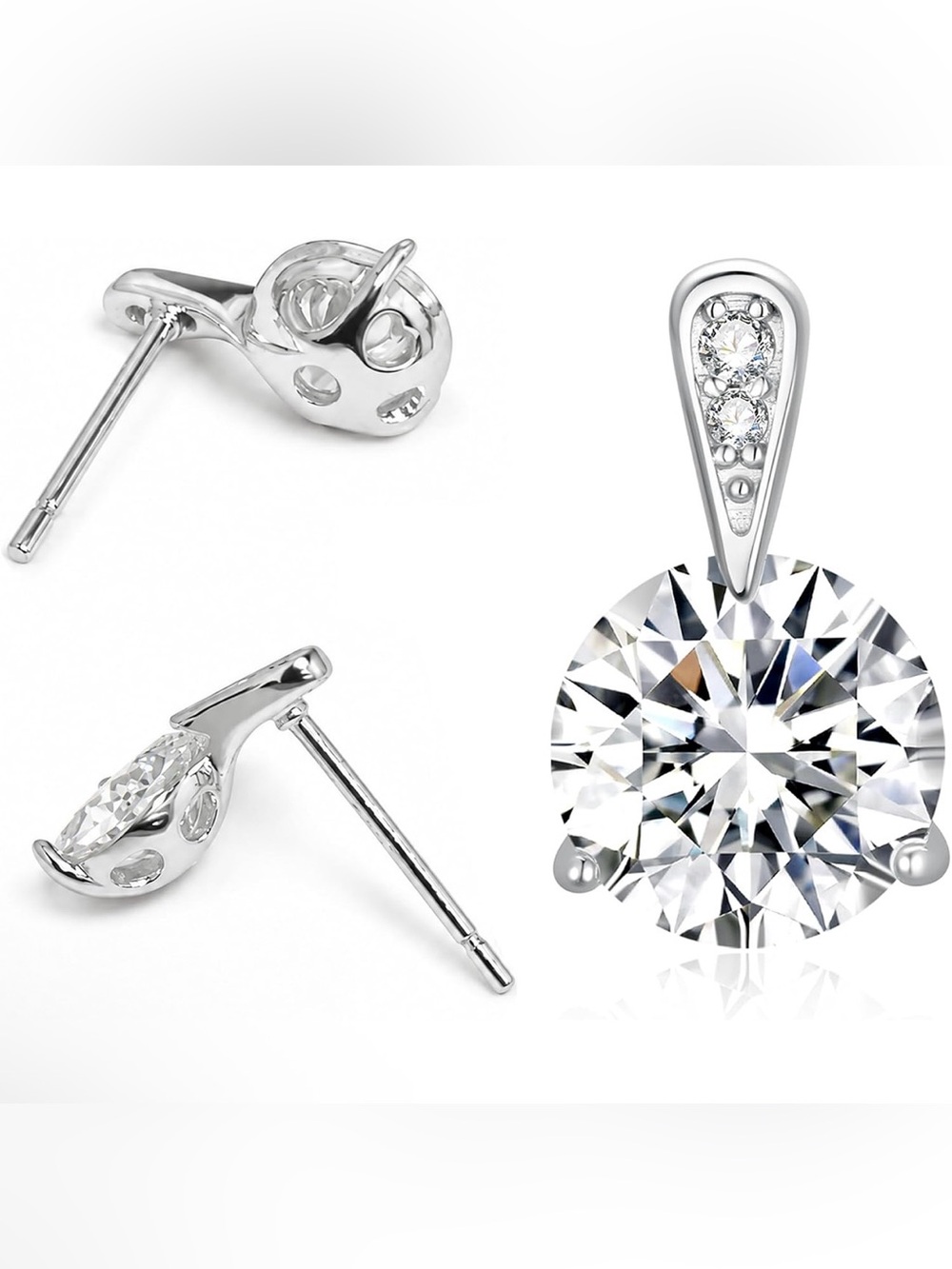 2 CTW Moissanite Stud Earrings 1 CT Each 925 Sterling Silver VVS1 Screw Back